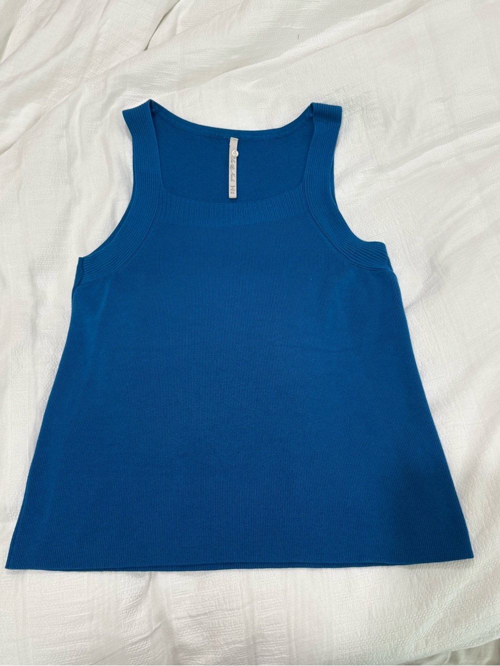 Leo & Nicole Cobalt Ribbed Square-Neck Tank